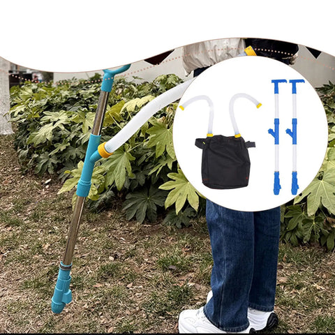 Backpack Spreader Sprayer For Garden And Farm Adjustable Output Granular Manure Applicator with PVC double handle in use.