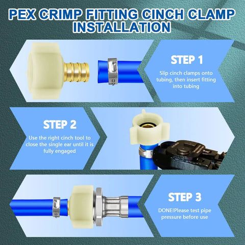 Six Pack PEX Swivel Adapters 1/2 Inch To 1/2 Inch Female NPT Brass Crimp Fittings For RV Plumbing PEX Faucet Connector Flexible Leak Free Pipe Connection Kit installation steps