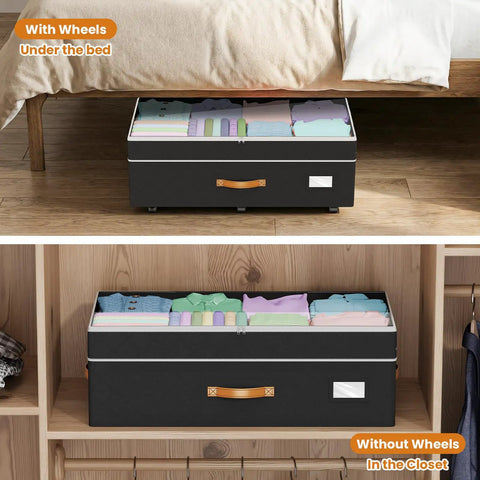 Adjustable Under Bed Storage Bins With Smooth Rollers Rolling Closet Organizers For Clothes And Shoes Flexible Height Expands To Fit All Frames Glides Under Beds Easy To Keep Your Room Lookin Clean