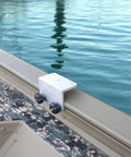 Rugged Heavy Duty Aluminum Rocket Launcher Rod Holder With 90 Degree Gunnel Track System, Fully Adjustable 360 Degree Rotation And Tilt, Over 9 Inch Tubing, Marine Grade CNC Machined, Built For Versatrack And Lund Ranger Lowe Boats mounted on boat gunnel