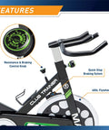 Close-up of Revolution Indoor Bike Cycle Trainer for Home Cardio Sessions with ergonomic saddle and resistance control knob.
