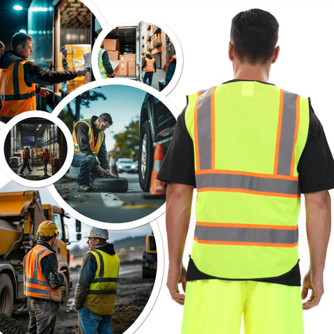 Back view of Top Tier High Visibility Reflective Safety Vest Featuring Featherweight Mesh Construction for outdoor crews.