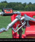 Inline 1 Inch Digital Turbine Meter for Chemical Transfers, Nickel Plated Housing, attached to fuel pump outdoors