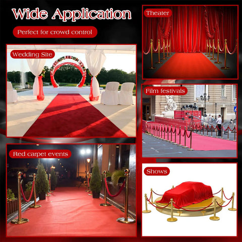 Wide application of Six Pack Velvet Stanchion Rope Red Carpet Set With Gold Hooks 5 Foot Crowd Control Velvet Ropes For Events