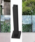 Boss Grade 304 Stainless Steel Railing Kit Square Mid Post For Glass Panels On Decks And Porches For Balconies Hella Rust Resistant Tough As Nails Easy Peasy Install 53 Inch, shown installed with glass panels.