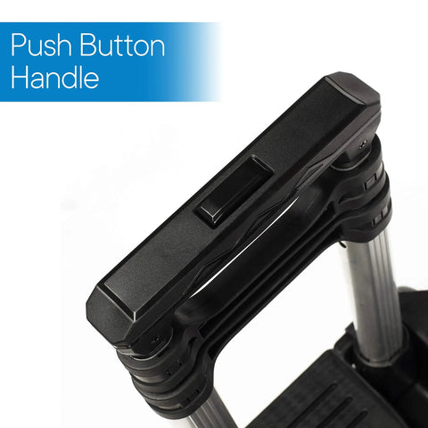 Push button handle on Folding Luggage Cart With Lightweight Aluminum Frame Collapsible Portable Dolly For Travel And Moving Office Use