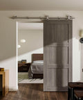 Heavy Duty 5ft Stainless Steel Sliding Barn Door Track Kit With Quiet Glide Rollers For A Single Door Supports Up To 220 Lbs Fits Doors Up To 30 Inches Wide Anti Rust Long Lasting Hardware installed in modern living space