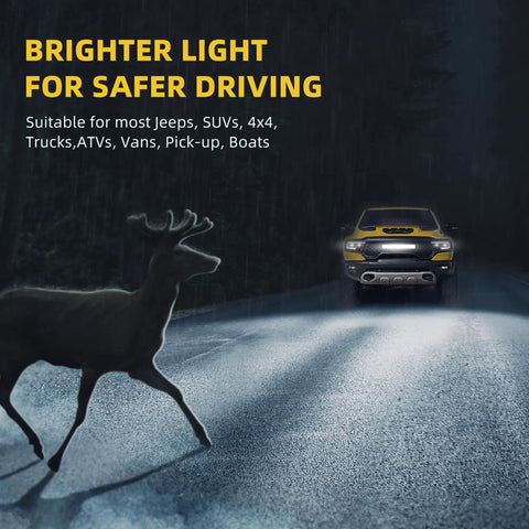 Vehicle with 22 Inch LED Light Bar With Mounting Bracket 240W 24000LM 4D LED Spot And Flood Combo Beam IP68 driving in dark forest scene