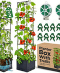 Two Pack 43 Inch Vertical Tomato Planter With Trellis Self Watering Garden Box For Climbing Vegetables Indoor Outdoor Patio