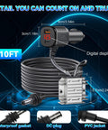 Heavy Duty Car Power Adapter For Satellite Routers Delivers Rock Solid 30V Output, with 10FT cable and digital display.