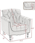 Dimensions of Faux Leather Accent Chairs Set Of 2 For Living Room And Bedroom - Comfy Club Armchairs With Button Tufting, Brown Upholstery.