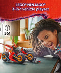 Child playing with NINJAGO Ninja Combat Vehicle 3 In 1 Building Toy Set For Kids Ages 8 And Up Dragon Rising Build Kit with minifigures