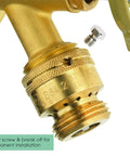Close-up of Brass 0.75 Inch Male Hose Thread Vacuum Breaker For Backflow Prevention with self-draining design and ASSE certification.