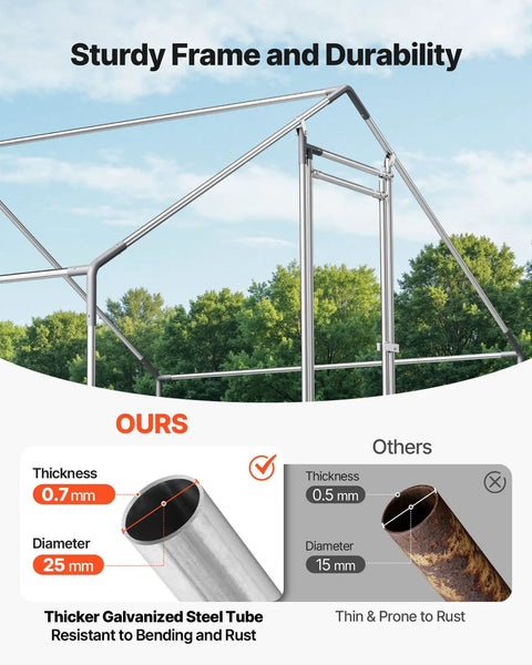 Comparison of galvanized steel frame for Large Metal Chicken Coop With Walk In Run And Spire Roof For Outdoor Backyard Farm Poultry