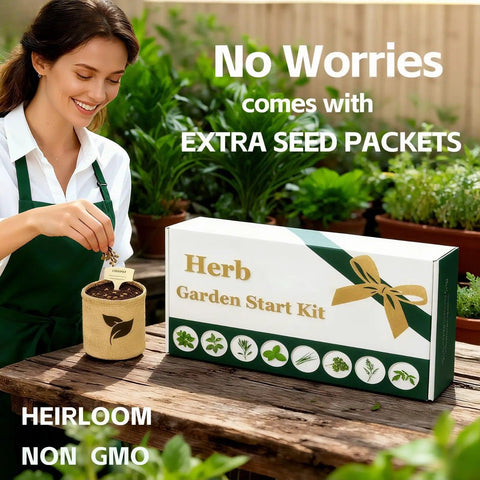 Indoor Herb Garden Starter Kit All In One Garden Set With 8 Biodegradable Pots Soil Discs And 8 Non GMO Seeds Basil Mint
