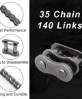 Heavy Duty Alloy Steel Chain Kit With 140 Links Adjustable Tensioner And Chain Breaker For Coleman CT100U CC100X Baja DB30