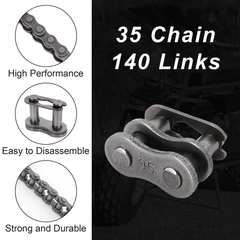 Heavy Duty Alloy Steel Chain Kit With 140 Links Adjustable Tensioner And Chain Breaker For Coleman CT100U CC100X Baja DB30