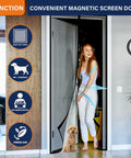 Heavy Duty Magnetic Screen Door With Hands Free Closure Keeps Bugs Out For Sliding Doors, Pet And Kid Friendly, Black Mesh