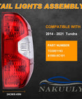 Toyota Tundra Tail Light Assembly Right Passenger Side Replacement Without Bulb For 2014 2021 Pickup Waterproof Durable