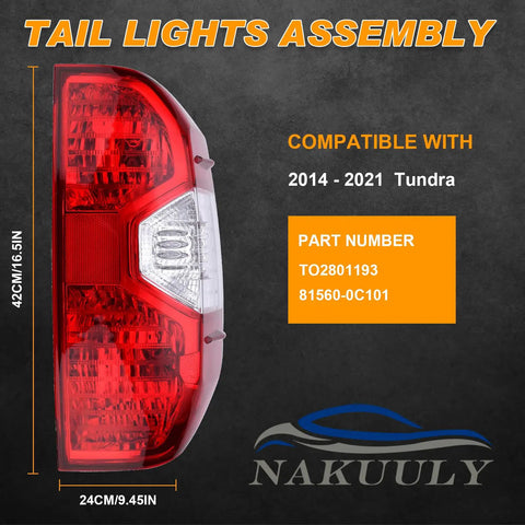 Toyota Tundra Tail Light Assembly Right Passenger Side Replacement Without Bulb For 2014 2021 Pickup Waterproof Durable