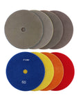 7 Inch Glass Electroplated Diamond Polishing Pads 4 Piece Set With Grits 60 120 200 400 For Wet Or Dry Sanding On Stone Metal And Glass Heavy Duty Wet Dry Use Sander Or Grinder Friendly Fast Cutting Long Lasting in assorted colors
