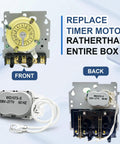 Front and back view of Pool Timer Replacement Motor 208 277 Volt 60Hz 3W Quiet Durable Replacement for T104M T104P T104R.