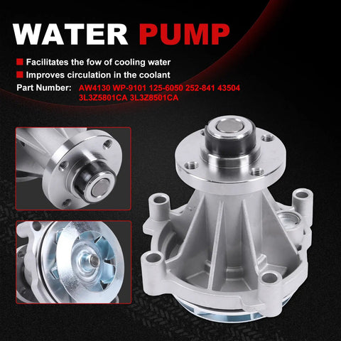 Beefed Up Timing Chain Kit With Oil Pump And Water Pump for 5.4L V8 Ford Trucks, close-up of water pump details.