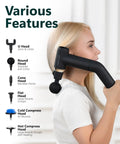 Deep Tissue Massage Gun With Detachable Extension Handle For Back And Shoulders Heated Percussion Massager in use on neck