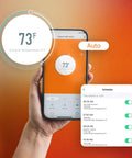 Smartphone displaying app for WiFi Infrared Wall Mounted Heater With Remote Touchscreen Digital Thermostat Tip Over Safety Shut Off Space Saving Wall Mount For Bedrooms And Kitchens Keeps Your Space Cozy And Warm