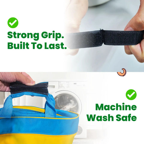 Heavy Duty Sew On Hook And Loop Tape For Fabric 3 4 Inch By 33 Feet Black on bag for machine wash safety and strong grip.