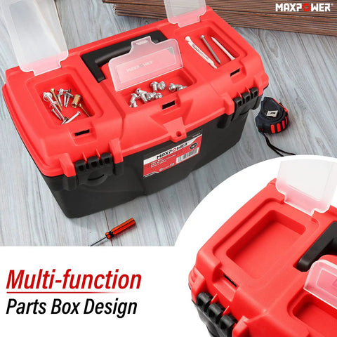 Portable Tool Box Set 3 Pack With Removable Tray For Garage And Workshop Organization 13 Inch 15 Inch And 17 Inch Plastic Toolboxes