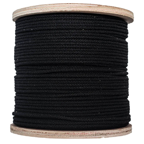 Black Unglazed Cotton Tie Line With Polyester Core For Theatrical Props, Decor, Cable Management, And Hunting, 1/8 In X 3000 Ft spool