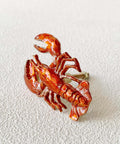 Lobster Shaped Cabinet Knobs Set of 2 Hand Painted Metal Drawer Pulls with mounting screws on light surface
