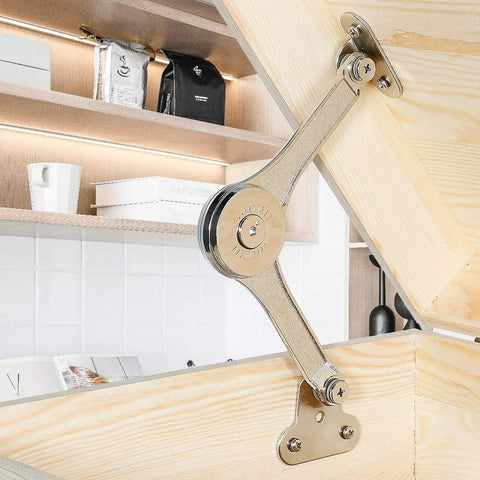 Beefy Heavy Duty Lid Support Hinges Soft Close Folding Lid Stay for cabinets, toy chests, installed inside open wooden box