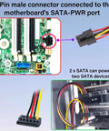 ATX 6 Pin To Dual SATA Power Adapter Cable 19.6 In Long One To Two SATA Power Splitter For HDD SSD And Optical Drive PC Build Extension Juiced Up Power Port Expansion, 6-pin to 2 SATA drives