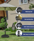 Beefed Up Patio Umbrella Base With Wheels Fillable To 100 Lb Windproof Mobile Square Market Stand in garden setting