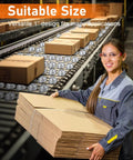 Woman in workshop with conveyor belt fitted with 40-pack 1-inch ball caster rollers, boxes moving smoothly on rollers