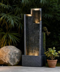 Modern Outdoor Water Fountain With LED Lights, 49.6 Inch Cascading Waterfall For Indoor Or Outdoor Use, Chill Garden Vibes.