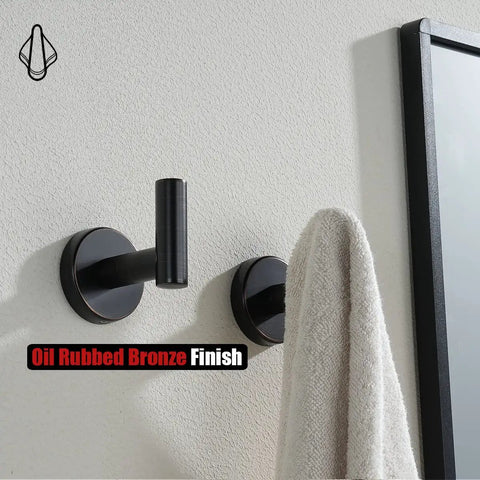 Oil Rubbed Bronze Towel Hook Set 304 Stainless Steel Zero Point Eight Millimeter Thick Tube And 2mm Post Wall Mounted, in use
