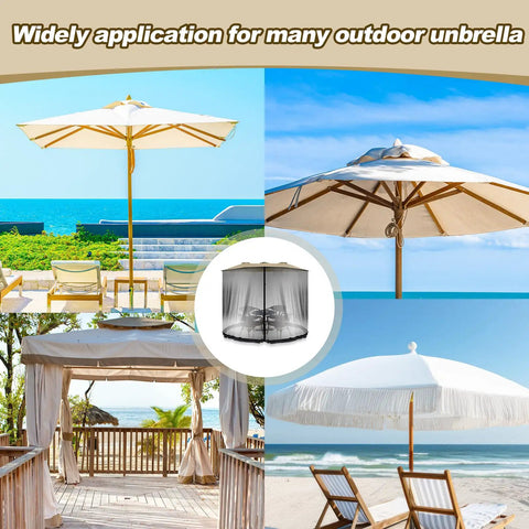 Double Sided Mosquito Netting For 7.5 To 10 Ft Patio Umbrella And Gazebo Easy Installation Weatherproof Black Canopy Net