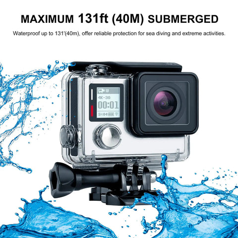 Waterproof GoPro Hero 3 3 Plus 4 Case Underwater Housing 131ft IP68 Rated For Scuba Diving Snorkeling Surfing Rafting Adventure Ready Rugged Protective Case For GoPro Cameras