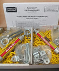 Drop Dead Solid Premium 10 Foot Twist Lock Fall Protection Kit For Roofer Safety And Ladder Work With Heavy Duty Anchor Strap Secure Grip Hardware Built To Last, includes anchor components and chains.