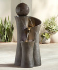 Sphere Curve 39 1/2 Inch High Modern Zen Faux Stone Floor Fountain With Built In LED Light For Indoor Outdoor Use waterfall