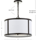 Oil Rubbed Bronze LED Pendant Light For Kitchen Island With White Linen Drum Shade Ceiling Fixture Dimensions