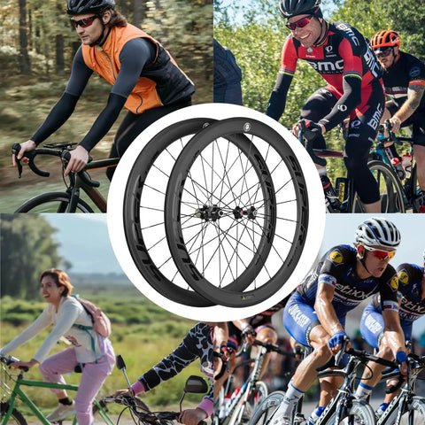 Bangin Carbon Fiber Road Wheelset 700C Rim Brake With 50mm Deep Rim And 25mm Tubeless Ready Design in cycling montage