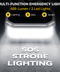 Beast 8000A Jump Starter with multi-function 400-lumen LED lights showcasing lighting modes: SOS, strobe, regular lighting.