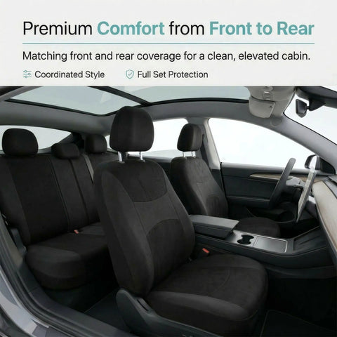 Universal Car Seat Covers Full Set For SUV Truck Sedan Van, All Purpose Cloth Seat Cover Set, Airbag Compatible And Washable