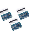 Three blue Four Channel 16 Bit I2C ADC Module Pack Of 3 For Arduino And Raspberry Pi With labels showing ADS1115 compatible.