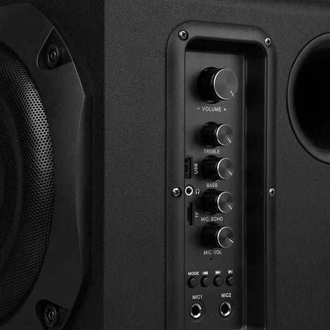 Close-up of control panel on 2.1 Computer Speaker System With Subwoofer, 100W RMS Deep Bass, 6.5 Inch Subwoofer, Bluetooth 5.3