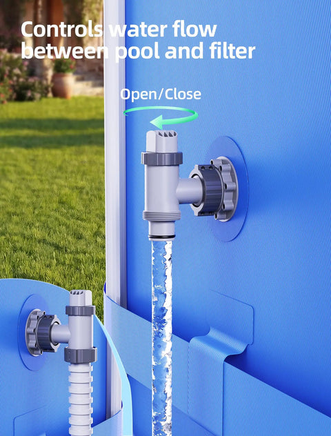 Above Ground Pool Inlet And Return Replacement Kit With Plunger Valve And 1.5 Inch Outlet Strainer Connector